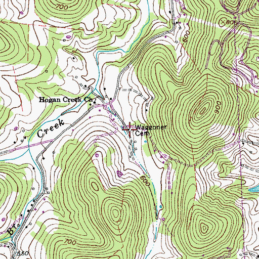 Topographic Map of Waggoner Cemetery, TN