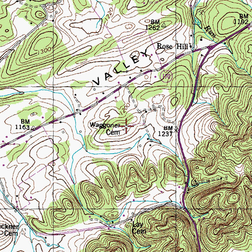 Topographic Map of Waggoner Cemetery, TN