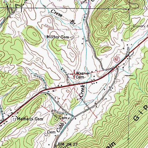 Topographic Map of Wagner Cemetery, TN