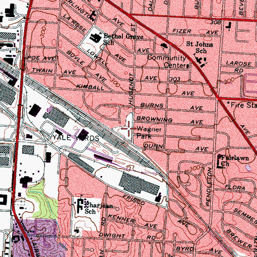 Topographic Map of Wagner Park, TN