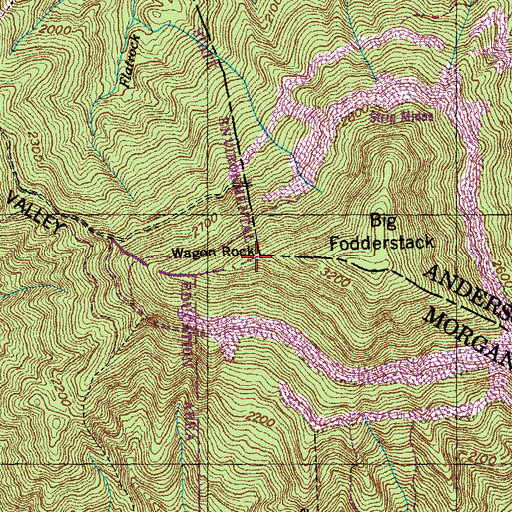 Topographic Map of Wagon Rock, TN