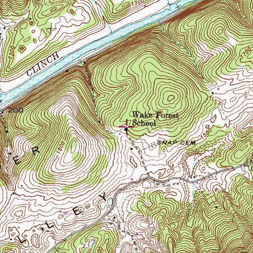 Topographic Map of Wake Forest School, TN