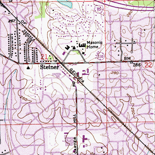 Topographic Map of Steiner, AL
