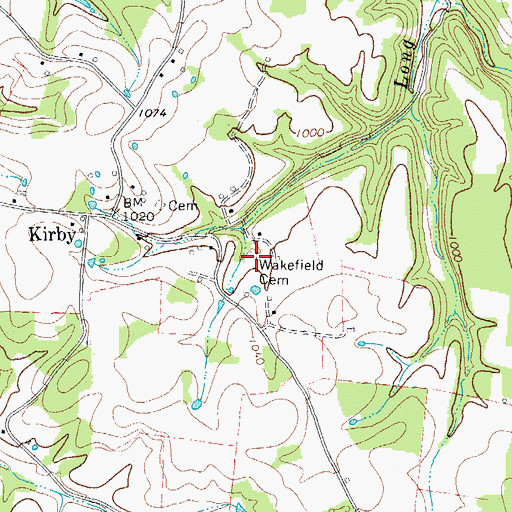 Topographic Map of Wakefield Family Cemetery, TN