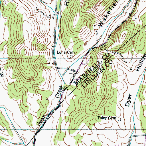 Topographic Map of Wakefield Hollow, TN