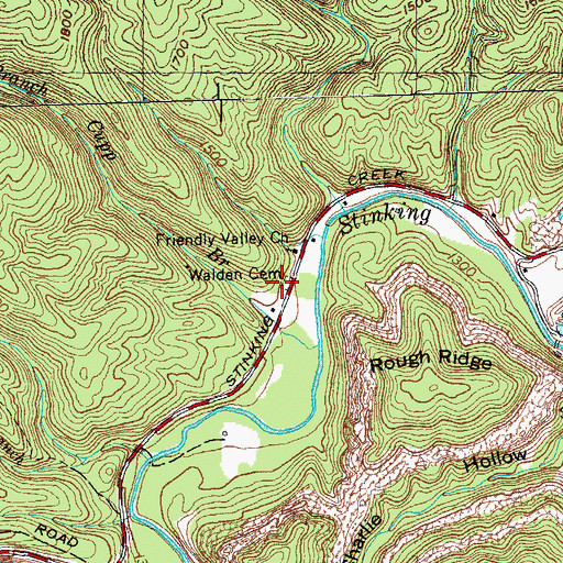 Topographic Map of Walden Cemetery, TN