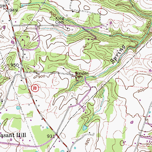 Topographic Map of Walden Cemetery, TN