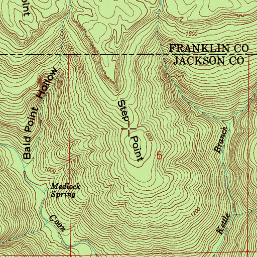 Topographic Map of Step Point, AL