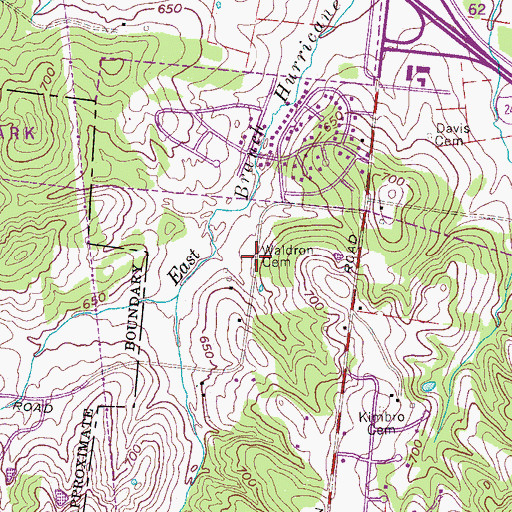 Topographic Map of Waldron Cemetery, TN