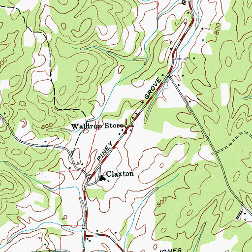 Topographic Map of Waldrop Store, TN