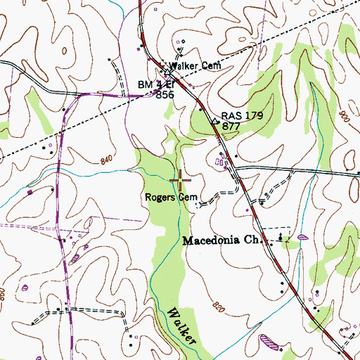 Topographic Map of Walker Branch, TN