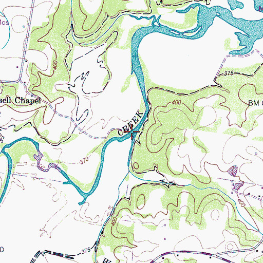 Topographic Map of Walker Branch, TN