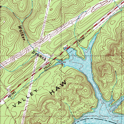 Topographic Map of Walker Branch, TN