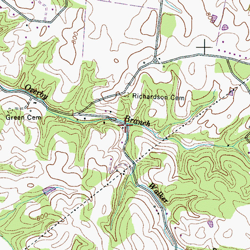 Topographic Map of Walker Branch, TN