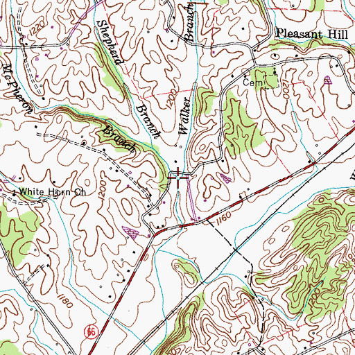 Topographic Map of Walker Branch, TN