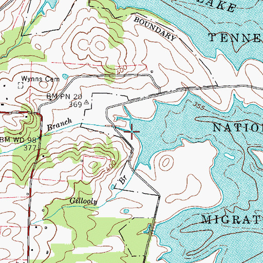 Topographic Map of Walker Branch, TN