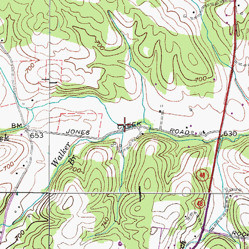 Topographic Map of Walker Branch, TN