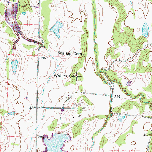 Topographic Map of Walker Cemetery, TN