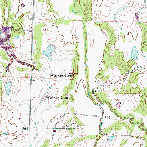 Topographic Map of Walker Cemetery, TN