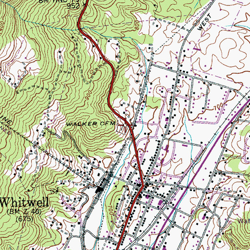 Topographic Map of Walker Cemetery, TN