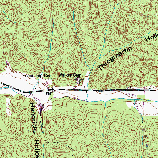 Topographic Map of Walker Cemetery, TN