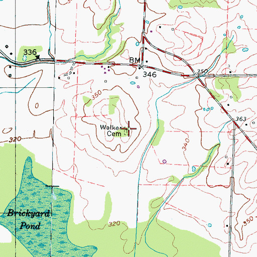 Topographic Map of Walker Cemetery, TN