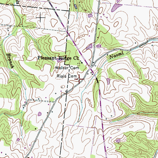 Topographic Map of Walker Cemetery, TN