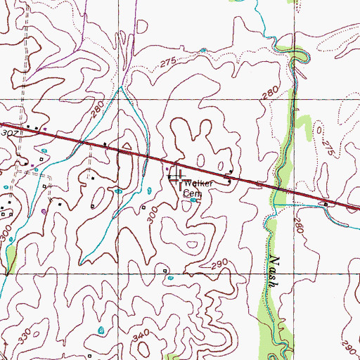 Topographic Map of Walker Cemetery, TN