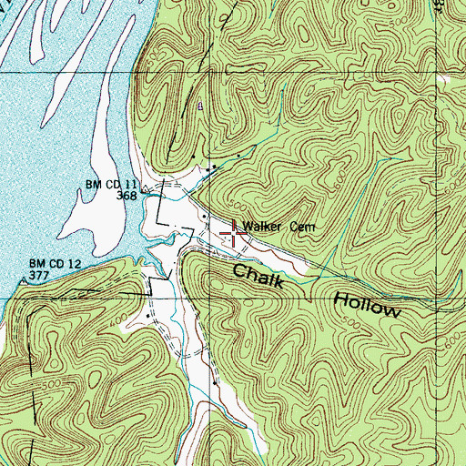 Topographic Map of Walker Cemetery, TN