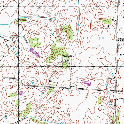 Topographic Map of Walker Cemetery, TN