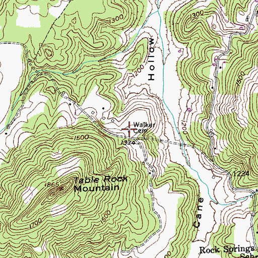 Topographic Map of Walker Cemetery, TN