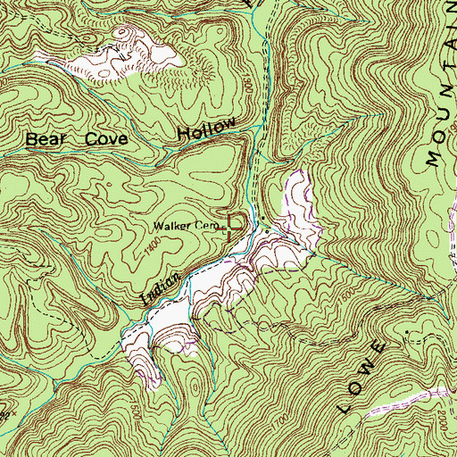 Topographic Map of Walker Cemetery, TN