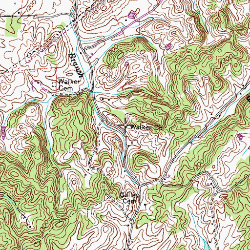 Topographic Map of Walker Cemetery, TN