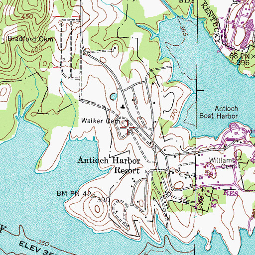 Topographic Map of Walker Cemetery, TN