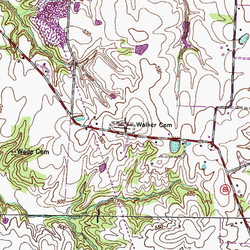 Topographic Map of Walker Cemetery, TN