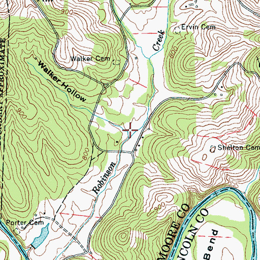 Topographic Map of Walker Hollow, TN