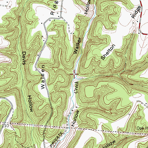 Topographic Map of Walker Hollow, TN