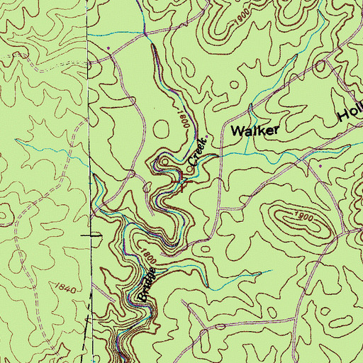 Topographic Map of Walker Hollow, TN