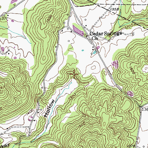 Topographic Map of Walker Hollow, TN