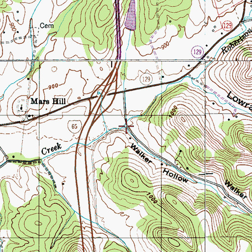 Topographic Map of Walker Hollow, TN