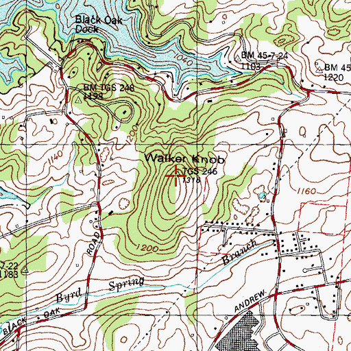 Topographic Map of Walker Knob, TN