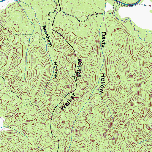 Topographic Map of Walker Ridge, TN