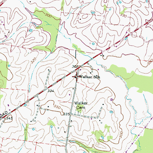 Topographic Map of Walker School, TN