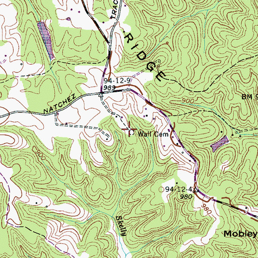 Topographic Map of Wall Cemetery, TN