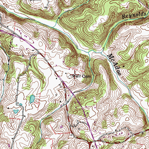 Topographic Map of Wall Cemetery, TN