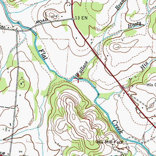 Topographic Map of Wallace Branch, TN