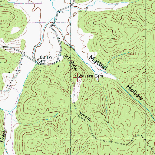 Topographic Map of Wallace Cemetery, TN