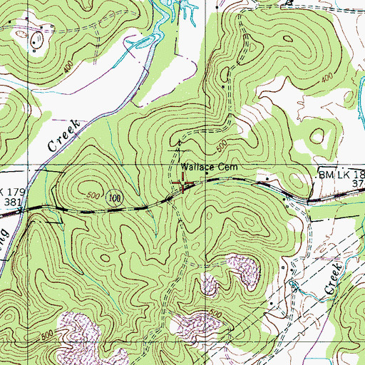 Topographic Map of Wallace Cemetery, TN