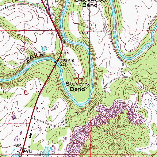 Topographic Map of Stevens Bend, AL
