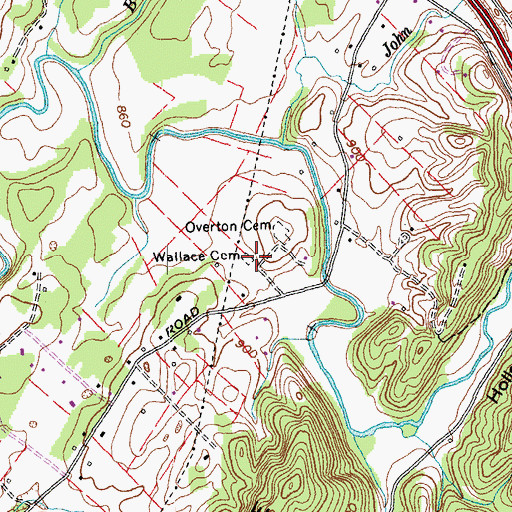 Topographic Map of Wallace Cemetery, TN